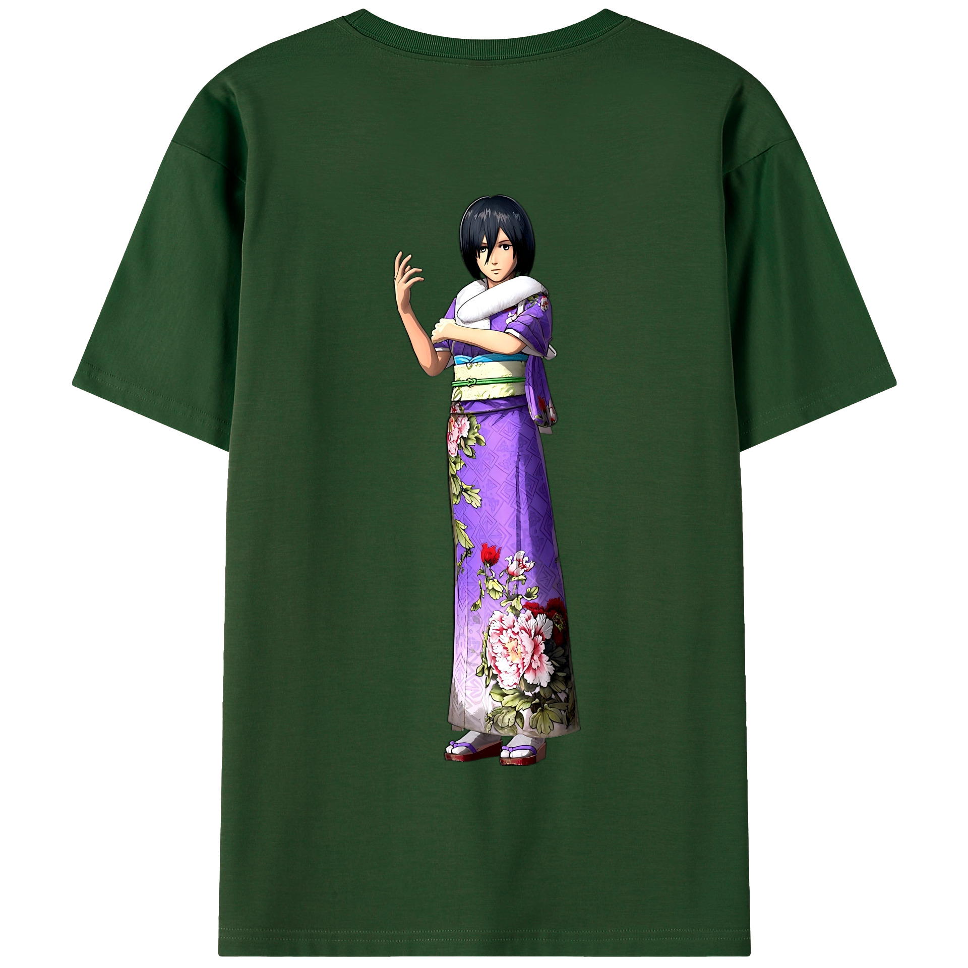 （画像用） 進撃の巨人 ミカサ·アッカーマン Attack on Titan Mikasa Ackerman 綿100％半袖Tシャツ（背面プリント）